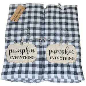 Fall Pumpkin Everything Kitchen Towel Set NEW 100% Cotton Terry Check